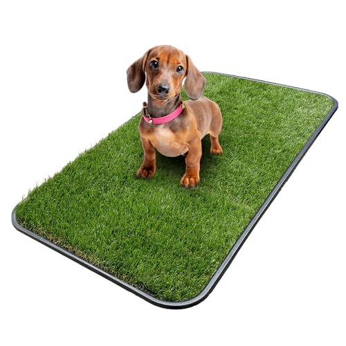 Artificial Grass Puppy Potty Training Pad with Tray (A Black Tray/Grass / 15" x 30")