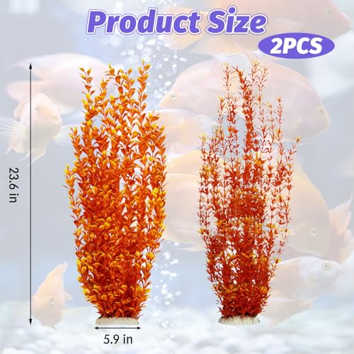 Aquarium Plastic Plants Aquarium Decor Artificial Fish Tank Plants (Orange（style A）)