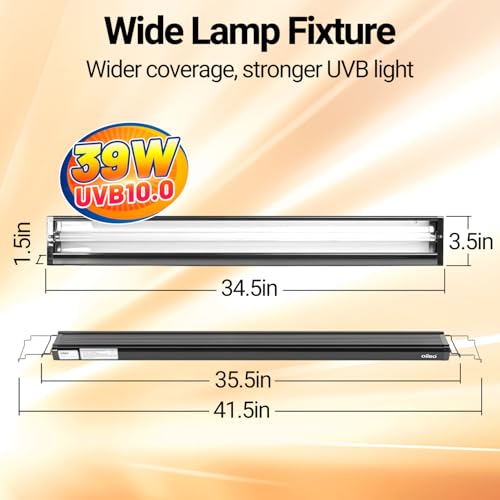 T5 HO Reptile Light Fixture UVB Lighting Combo Kit (39W)