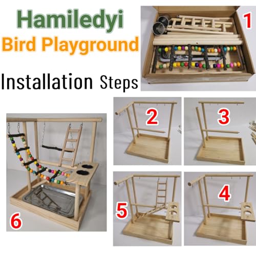 Bird Playground Parakeet Play Gym Wooden Parrot Perch Stand