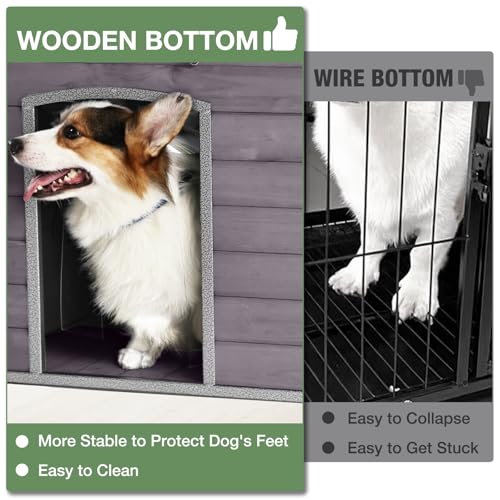 43.3’’ Large Dog House Outdoor Weatherproof Dog Kennel with Upgraded Thickened Metal Frame (Dog House)