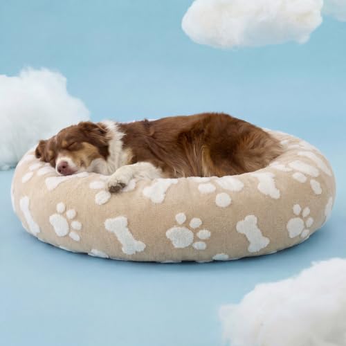 Shown on TV Jacquard Donut Dog Beds Large Sized Dog (36.0"L x 36.0"W x 8.0"Th / Sand)