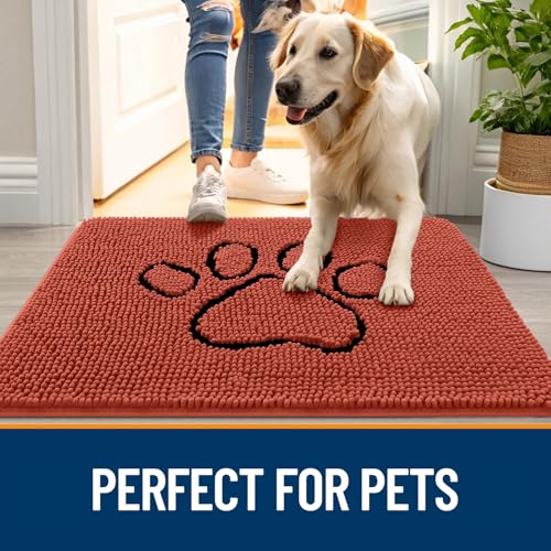 Dog Door Mat for Muddy Paws 30x20 (Maple Red / 30" X 20")