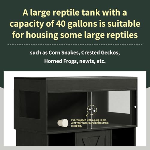 40 Gallon Reptile Terrarium Tank with Cabinet (40 Gallon / Black)