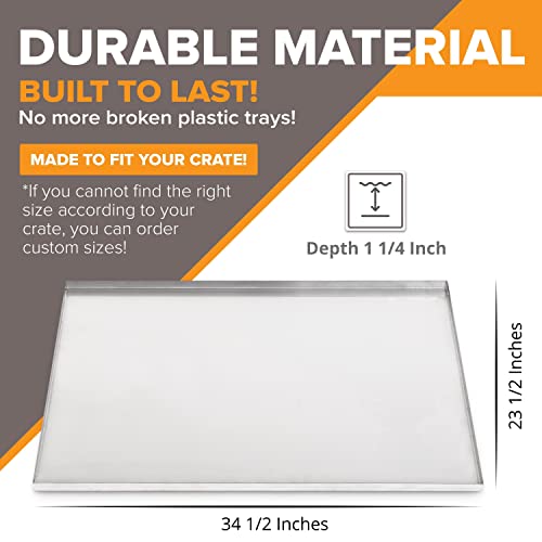 Metal Dog Crate & Kennel Replacement Tray (Galvanized / 34.5"L x 23.5"W x 1"H)
