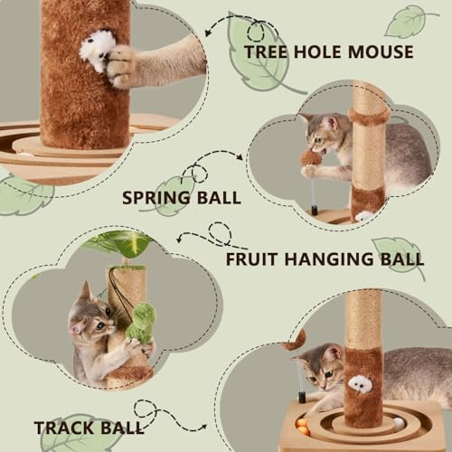 Cat Scratching Post Sturdy and Premium Scratch Posts with Hanging Ball and Ball Track Toy Cute Cat Tree 30in for Indoor Kittens (30 inches for Kittens)