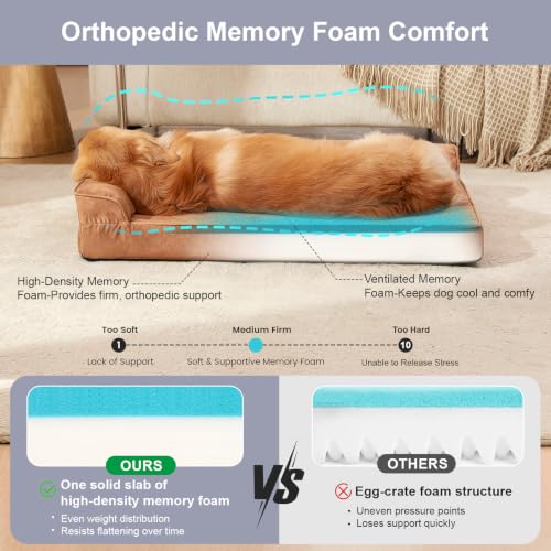 Microsuede Dog Bed Orthopedic Washable (Microsuede Style-Khaki / XL(41"x27"x3"))