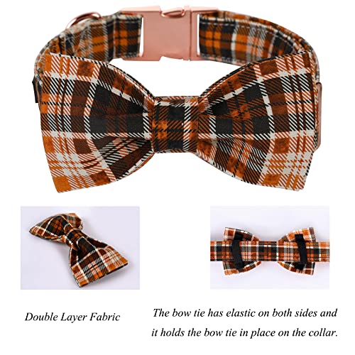 Halloween Dog Collar with Bowtie (A:O&B Grid / Small (Pack of 1))