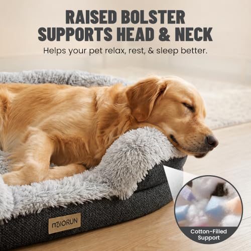 Fluffy Orthopedic Dog Beds Large Sized Dog (Charcoal Gray / L-(40", UP to 70lbs))