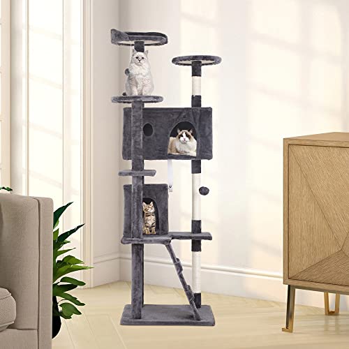 70" Cat Tree Tower (70in / Light Gray)