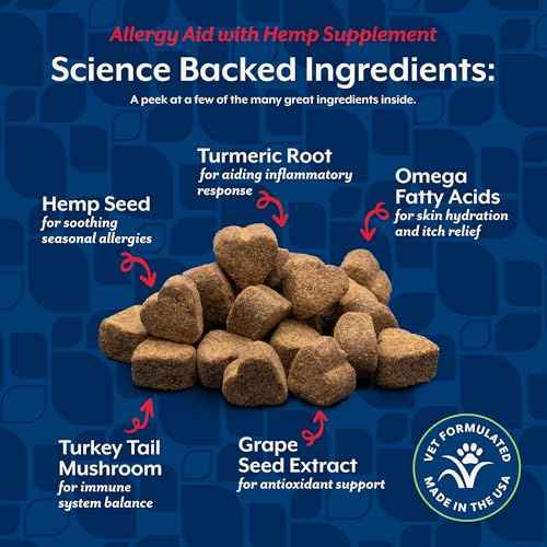 Hemp Allergy Aid Supplement for Dogs (120 Soft Chews / No Color)