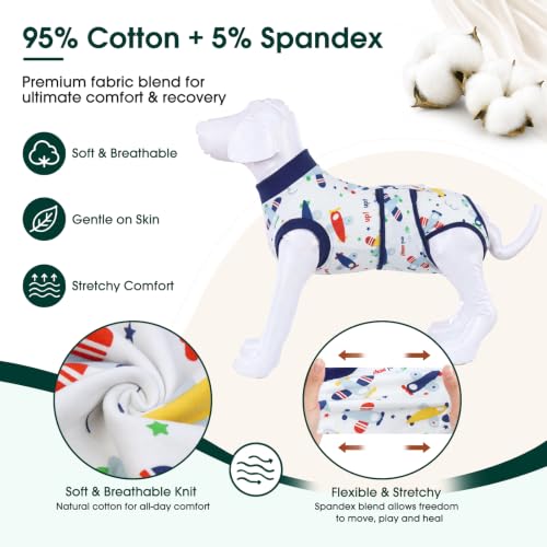 Recovery Suit for Dogs Cats (X-large (Back:20.1-24.8'', Weight:42-75 Lb) / Sky Aviator)