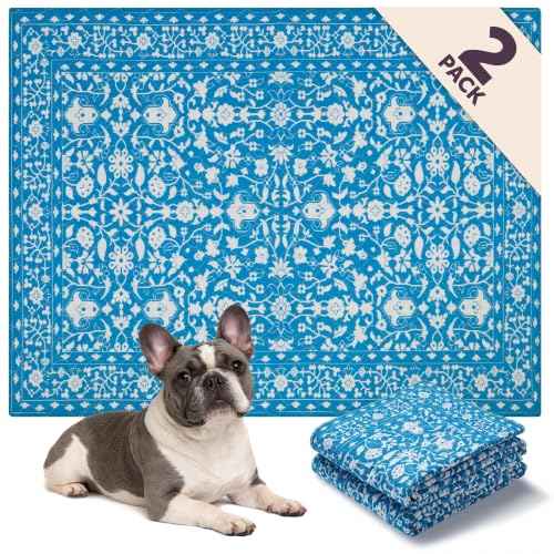 Lovewag Reusable Washable Dog Pee Pads (Teal Paradise / 36x48 inches (Pack of 2))