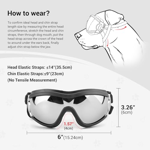 Dog Goggles Dog Sunglasses for Medium to Large Breed Anti (Large / Black)