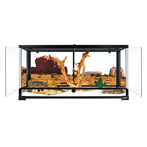 50 Gallon Reptile Glass Terrarium Tank Double Hinge Door with Screen Ventilation Large Reptile Terrarium 36" x 18" x 18" (Black)