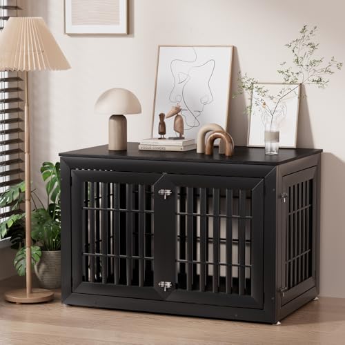 48" Heavy Duty Dog Crate Furniture for Large Dogs (48 Inch / Black)