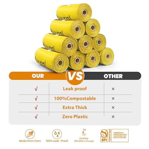 Certified Compostable Dog Poop Bags (Yellow)