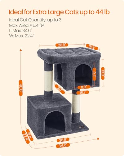 Cat Tree 40.6 (XL (26.8"L x 18.9"W x 40.6"H) / Smoky Gray)