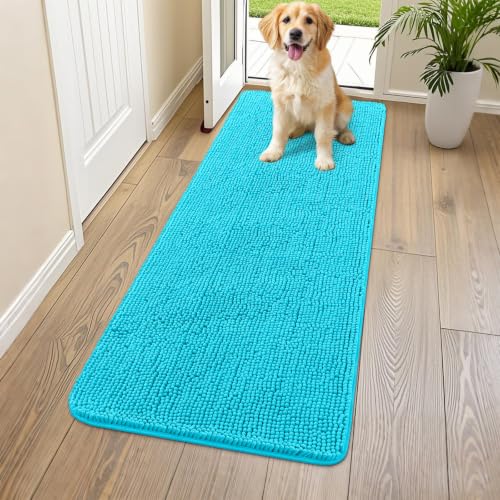 Dog Door Mat for Muddy Paws 54x24 (Aqua Blue / 54"X24")