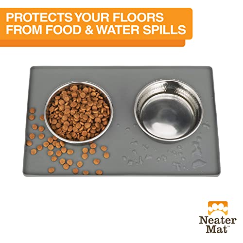 Neater Mat Pet Mats for Food and Water (32"L x 24"W / Gunmetal)
