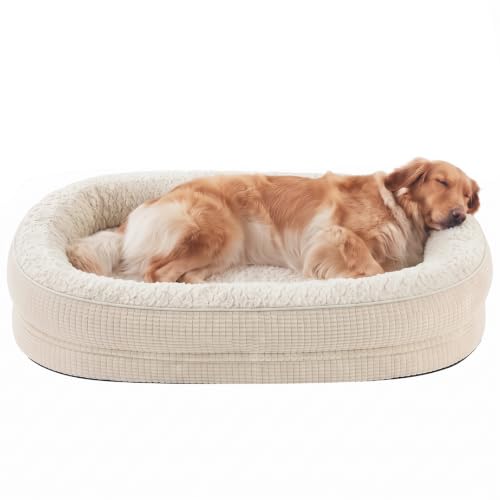 Orthopedic Dog Beds Large Sized Dog (Beige / 42"l X 32"w X 7.5"th)