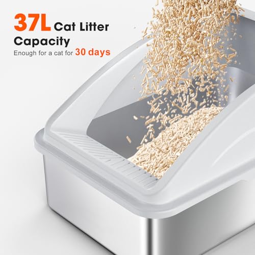 Stainless Steel Litter Box (Ivory White / X-Large)