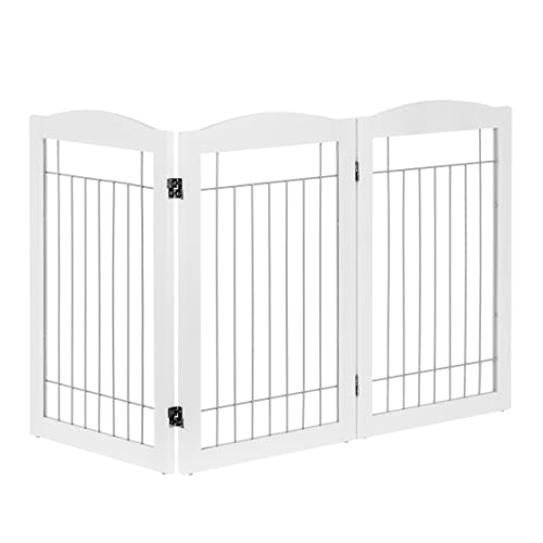 Freestanding Wire Pet Gate for Dogs (Sliver / 【3 Panels】60"W x 30"H)