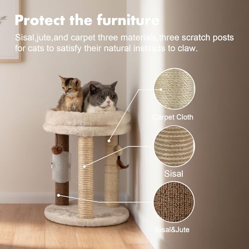 4in1 Small Cat Tree (For indoor cats and kittens / Beige)