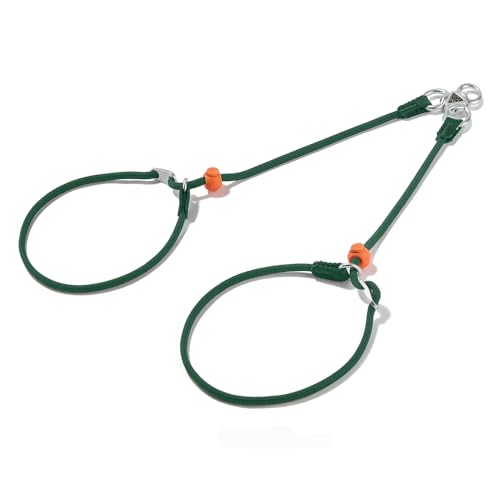 Slip Lead Leash 2 Dogs (Green / w/o Handle)