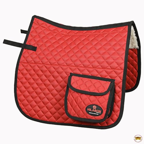 Western Horse Luxury Quilted Saddle Pads with Pockets (Red)