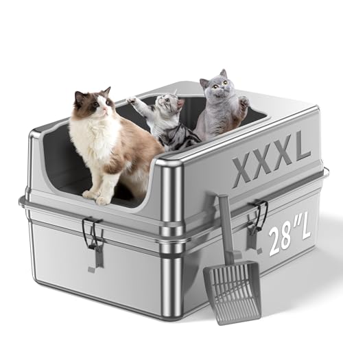 XXXL Stainless Steel Litter Box (Metallic Gray)