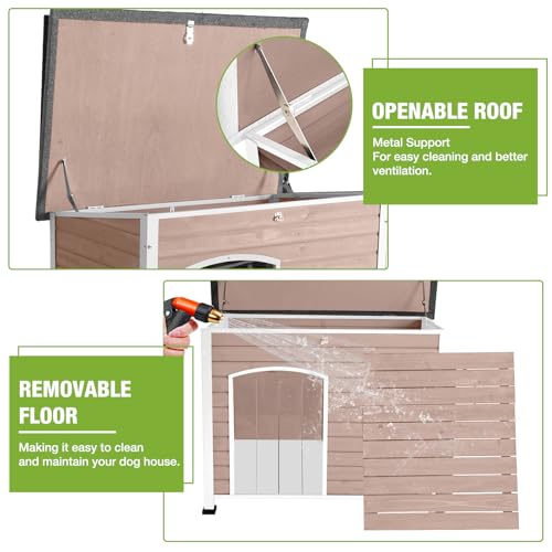Large Dog House Outdoor Indoor with Chew Proof Iron Frame