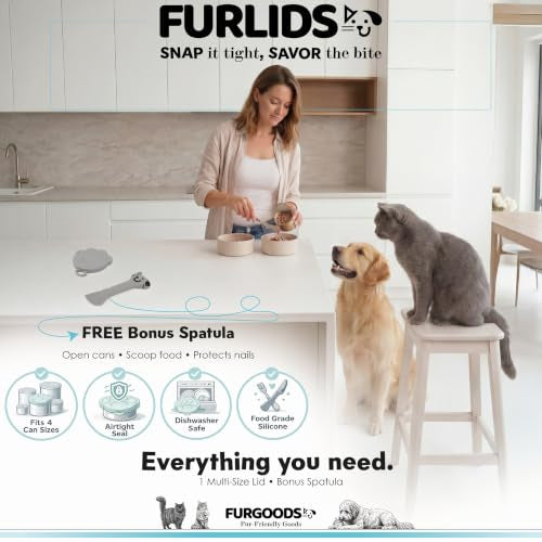FURLIDS Grey Cat Dog Food Can Lid (Grey)