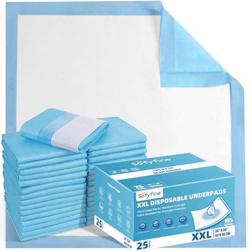 Extra Large Chucks 36"x36" Disposable XXL Heavy Duty Absorbent Elderly Adults Incontinence Bed Pads (36"x36"-25 Pads)