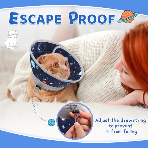 Cat Cone Collar Soft to Stop Licking (Grey / M)