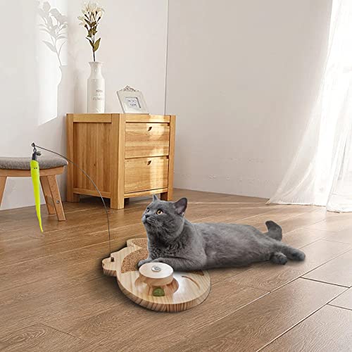 Interactive Cat Toy Natural Sisal Cat Scratcher Toy with Catnip Balls