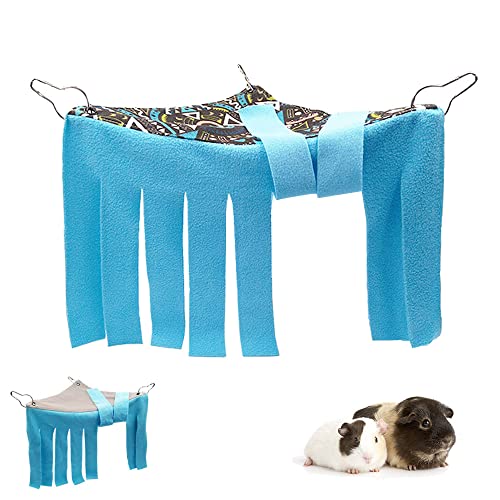 Guinea Pig Hideout Hideaway Corner Fleece Toys Cage Accessories (Blue)