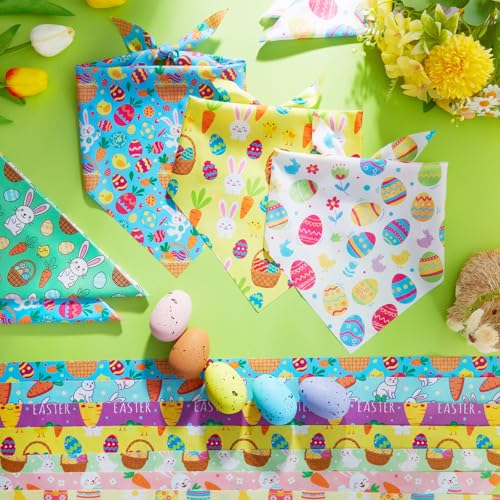 50 Pcs Easter Dog Bandanas Bulk Bunny Egg Carrot Bandanas for Dogs Triangle Kerchief Bibs Scarf Set for Pet Easter Costume Photo Props Accessories Pet Shops (Easter / 31.5 x 21.7 x 21.7")