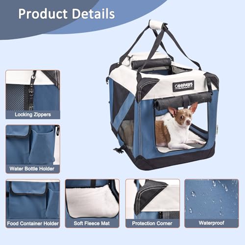 3 Door Soft Dog Crates Kennel (6-Lake Blue)