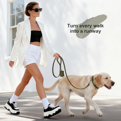 Soft PU Leather Dog Collar for Large Dogs (L：Fit 16-22" Neck, Width 1" / Dark Green)