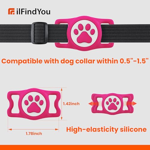 Waterproof Airtag Dog Collar Holder for Apple Air Tag (Rose Red)