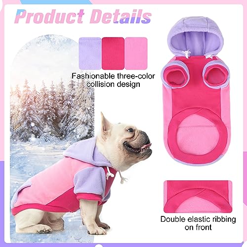 Fleece Dog Hoodie Sweatershirt with Pocket and Leash Hole (X-Small / Pink)