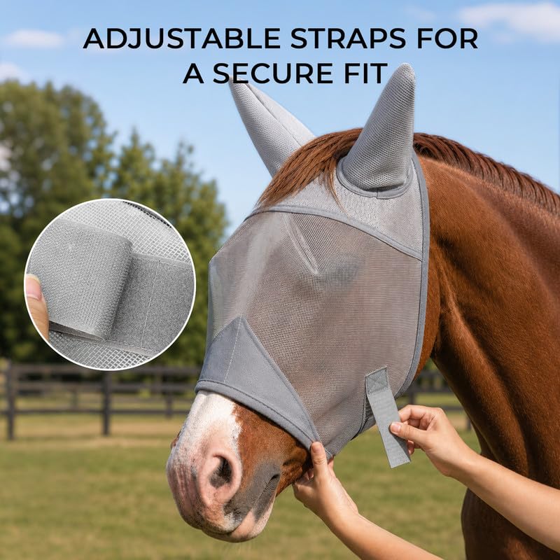 Horse Fly Mask with Ears (L)