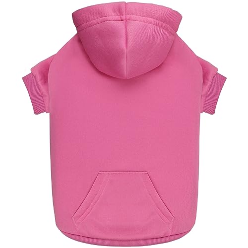 Dog Sweaters for Medium Dogs Dog Hoodie Dog Sweater Solid Soft Brushed Fleece Dog Clothes Dog Hoodie Sweatshirt with Pocket (Medium / Pink)