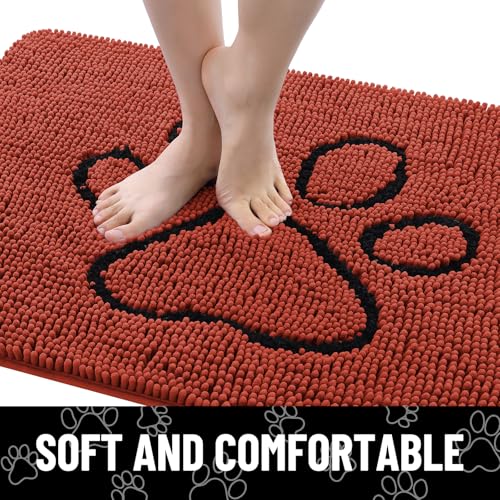 Dog Door Mat for Muddy Paws (30"X20" / Maple Red and Black)