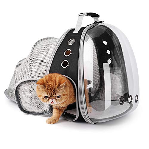 Expandable Bubble Cat Carrier Backpack (Back Expandable-Black)