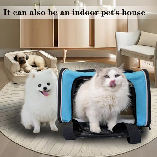 Dog Cat Carrier Pet Carriers for Small Medium Large Cats Dogs Carrier Soft Sided Small Puppy Dog Carrier Portable Foldable Airline Approved Dog Cat Travel Carrier Blue Large (20.0"L x 13.0"W x 13.0"H / Blue)