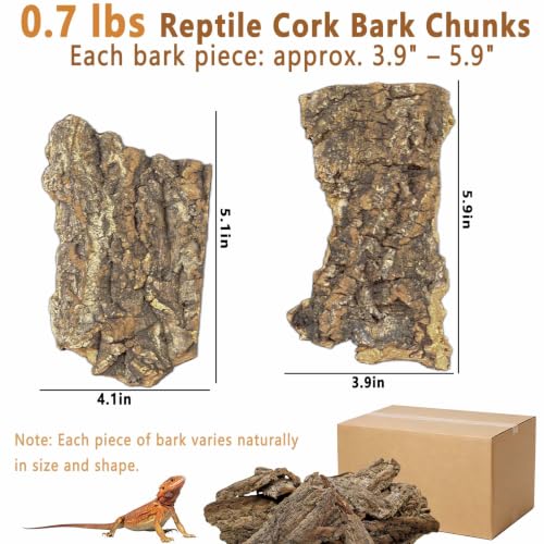 Reptile Cork Bark Bedding (0.7LB - M：3.93~5.9inch)
