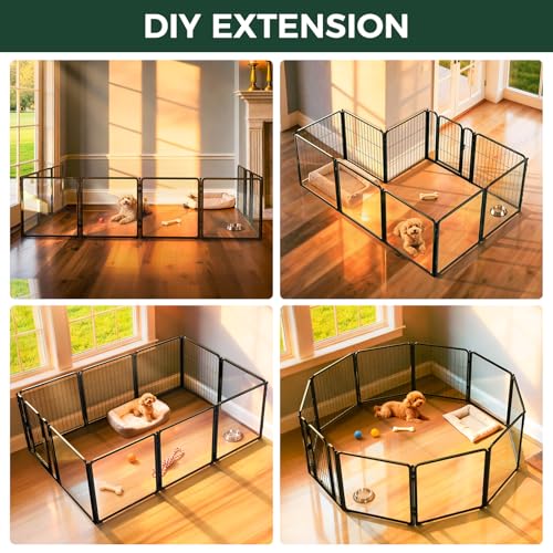 AuraSpace Pro Acrylic & Wire Mesh Indoor Dog Playpen (Black / 24"H)
