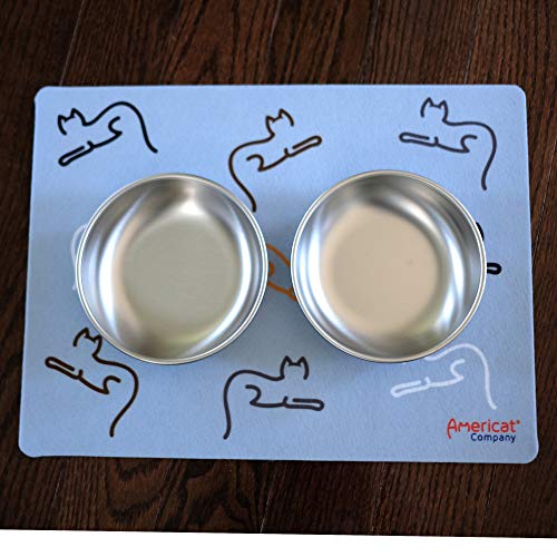 Cat Feeding Mat by Americat for Cat Food & Water Bowls